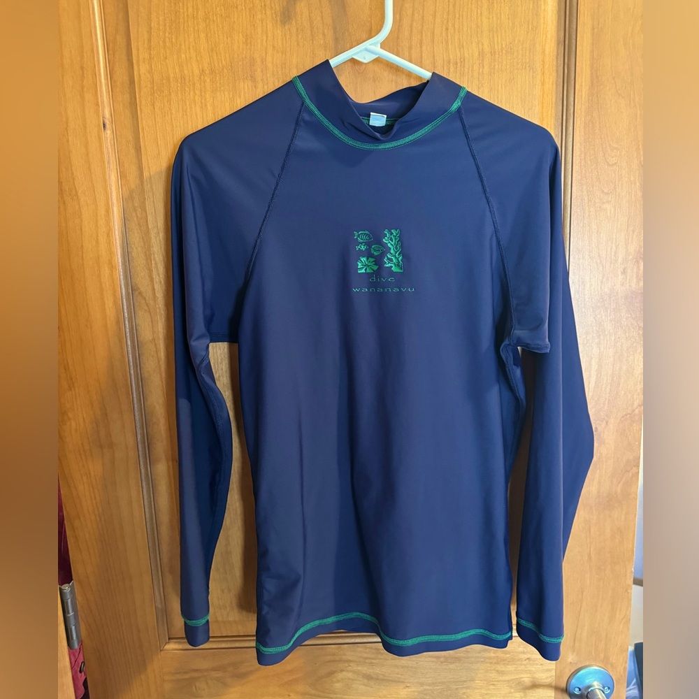 Unisex Navy Rash Guard with Green Accents